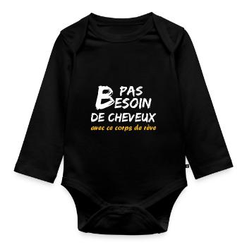Pas besoin de cheveux t shirt - Body Bébé bio manches longues - noir - Devant