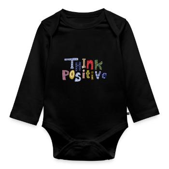 Pensez positif - Body Bébé bio manches longues - noir - Devant