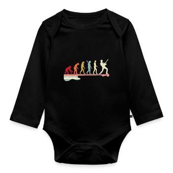 Evolution to guitarist, I like notes and music - Organic Longsleeve Baby Bodysuit - black - Front