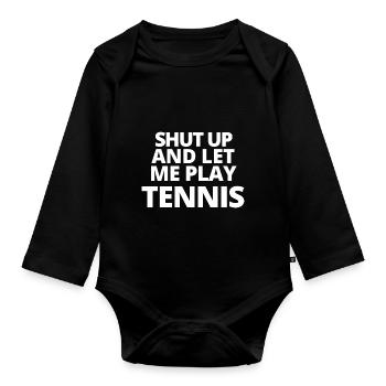 tennis / Tennis / Tennis spieler / Tennis Spielen - Baby Bio-Langarm-Body - Schwarz - Vorne