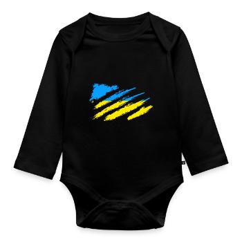 Ukraine Peace - Organic Longsleeve Baby Bodysuit - black - Front