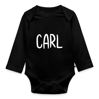 Carl Custom Name Schriftart Text Geburtstag - Baby Bio-Langarm-Body - Schwarz - Vorne