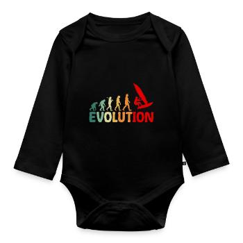Windsurf Evolution Windsurfen Vintage - Baby Bio-Langarm-Body - Schwarz - Vorne