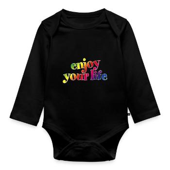 enjoy your life enjoy your life rainbow hygge - Organic Longsleeve Baby Bodysuit - black - Front
