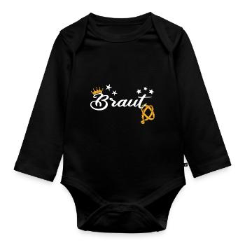 Braut ist Königin Ich bin die Braut - Baby Bio-Langarm-Body - Schwarz - Vorne