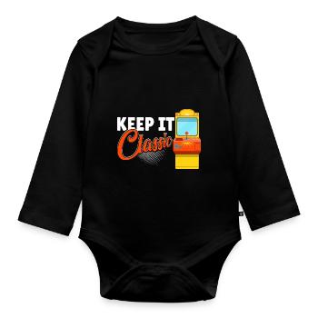 Keep It Classic - Retro 90er Arcade-Spiele - Baby Bio-Langarm-Body - Schwarz - Vorne
