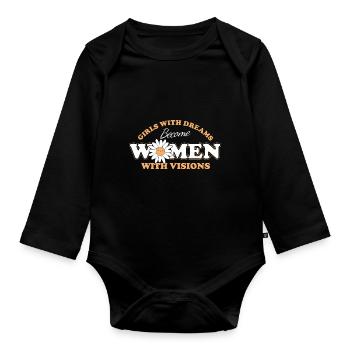 Frauen mit Visionen Feministisch - Baby Bio-Langarm-Body - Schwarz - Vorne