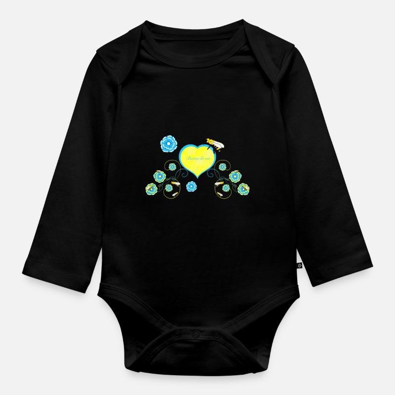Biene - Baby Bio-Langarm-Body - Schwarz