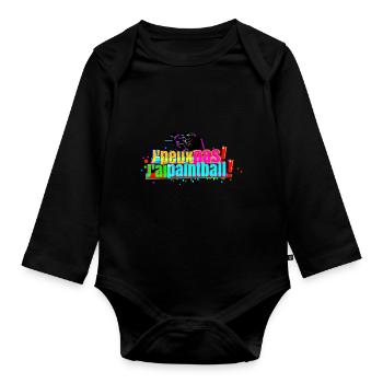 J'peux pas j'ai paintball - Body Bébé bio manches longues - noir - Devant