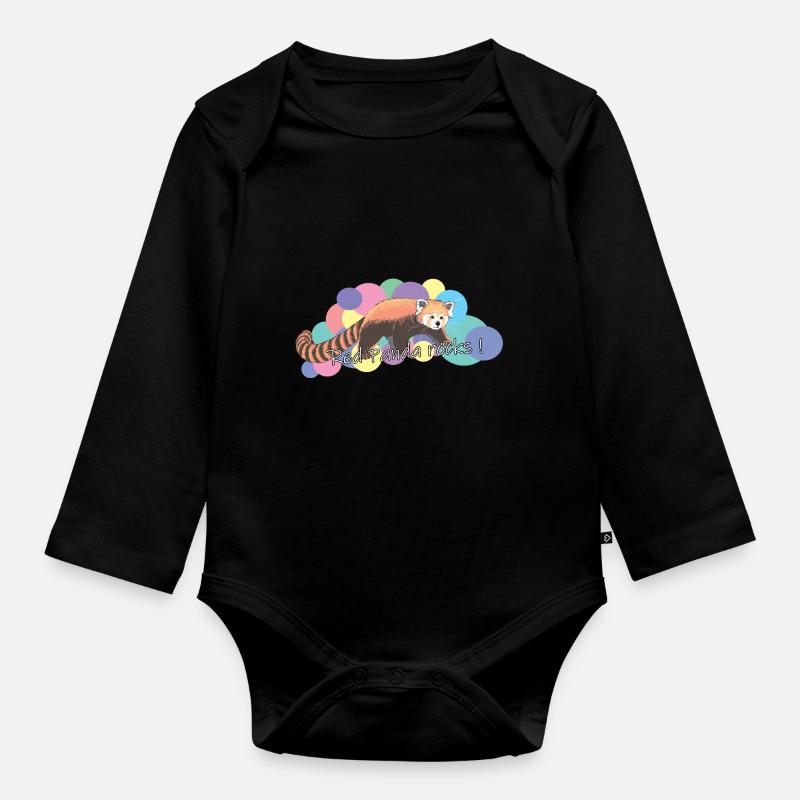 Kleiner Panda - Baby Bio-Langarm-Body - Schwarz