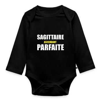 sagittaire ascendant parfaite / humour sagittaire - Body Bébé bio manches longues - noir - Devant