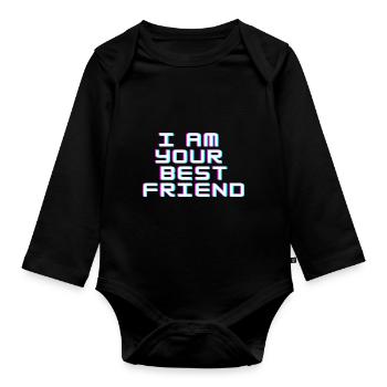 I AM THE BEST FRIEND - Body Bébé bio manches longues - noir - Devant