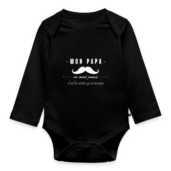 mon papa ne ment jamais - Body Bébé bio manches longues - noir - Devant