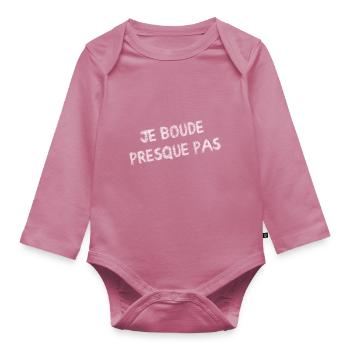 Je boude presque pas - tshirt drôle à message - Body Bébé bio manches longues - mauve - Devant