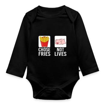 Pommes Frites Pommes Liebhaber Pommes Fritten Gesc - Baby Bio-Langarm-Body - Schwarz - Vorne