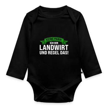 Landwirt Traktor Traktoren Geschenk - Baby Bio-Langarm-Body - Schwarz - Vorne