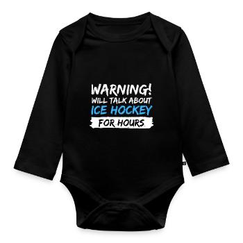 parler d'idée cadeau de hockey sur glace en disant - Body Bébé bio manches longues - noir - Devant