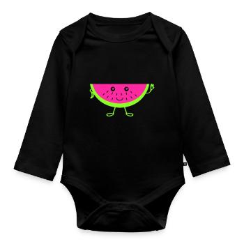 Melone - Baby Bio-Langarm-Body - Schwarz - Vorne