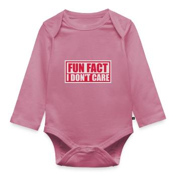 I don't care fact - Organic Longsleeve Baby Bodysuit - mauve - Front