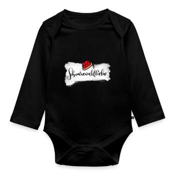 Schwarzwaldliebe mit Schwarzwälder Bollenhut - Baby Bio-Langarm-Body - Schwarz - Vorne