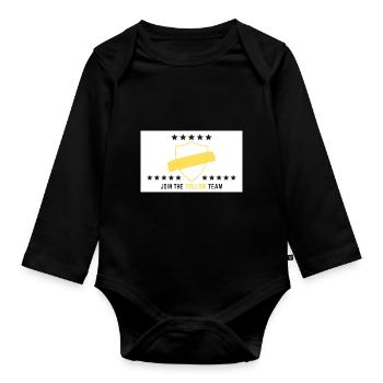 JOIN THE YELLOW TEAM // WHITE VERSION - Baby Bio-Langarm-Body - Schwarz - Vorne