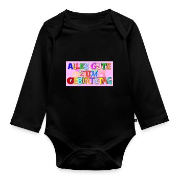 Alles Gute zum Geburtstag Schrift - Baby Bio-Langarm-Body - Schwarz - Vorne