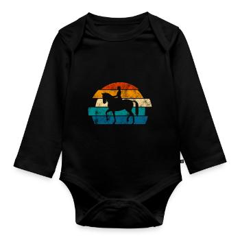 Dressage Dressage Dressage Rider Riding Horse - Organic Longsleeve Baby Bodysuit - black - Front