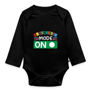 Kindergärtnerin Erzieherin Mode on! - Baby Bio-Langarm-Body - Schwarz - Vorne