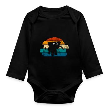 Elefanten Elefant für Kinder - Baby Bio-Langarm-Body - Schwarz - Vorne