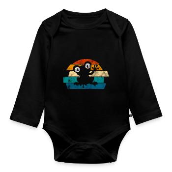 Frosch Frösche Geschenk für Kinder Lustig Witzig - Baby Bio-Langarm-Body - Schwarz - Vorne