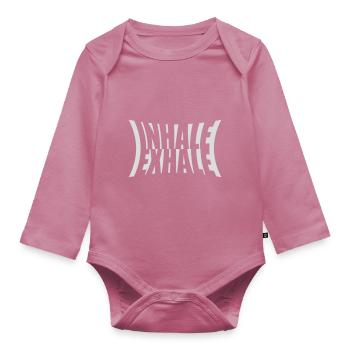 Inspirez expirez Yoga citation - Body Bébé bio manches longues - mauve - Devant