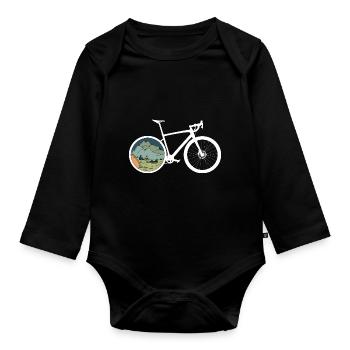 Gravel Bike Camp Rennrad Fahrrad lustiges Geschenk - Baby Bio-Langarm-Body - Schwarz - Vorne
