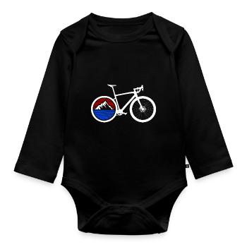 Gravel Bike Berg Rennrad Fahrrad lustiges Geschenk - Baby Bio-Langarm-Body - Schwarz - Vorne