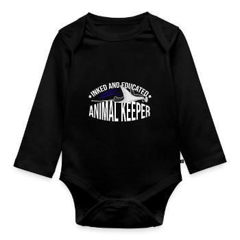Inked And Educated Animal Keeper Animal Lover Zoo - Baby Bio-Langarm-Body - Schwarz - Vorne