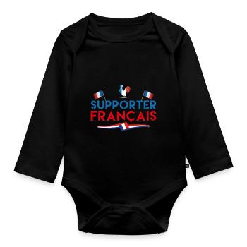 Go France | French supporter!!! - Organic Longsleeve Baby Bodysuit - black - Front