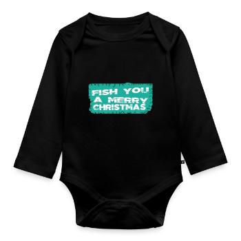 Funny Gym Christmas Vacation Fisherman Dork Angler - Organic Longsleeve Baby Bodysuit - black - Front