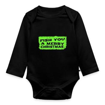Fish Hook Rod Bday Animation Fishing Tournaments - Organic Longsleeve Baby Bodysuit - black - Front