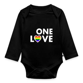 One love - Organic Longsleeve Baby Bodysuit - black - Front