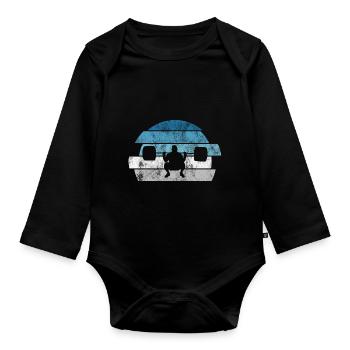 Musculation Bodybuilder GYM Fitnessstudio Retro - Body Bébé bio manches longues - noir - Devant