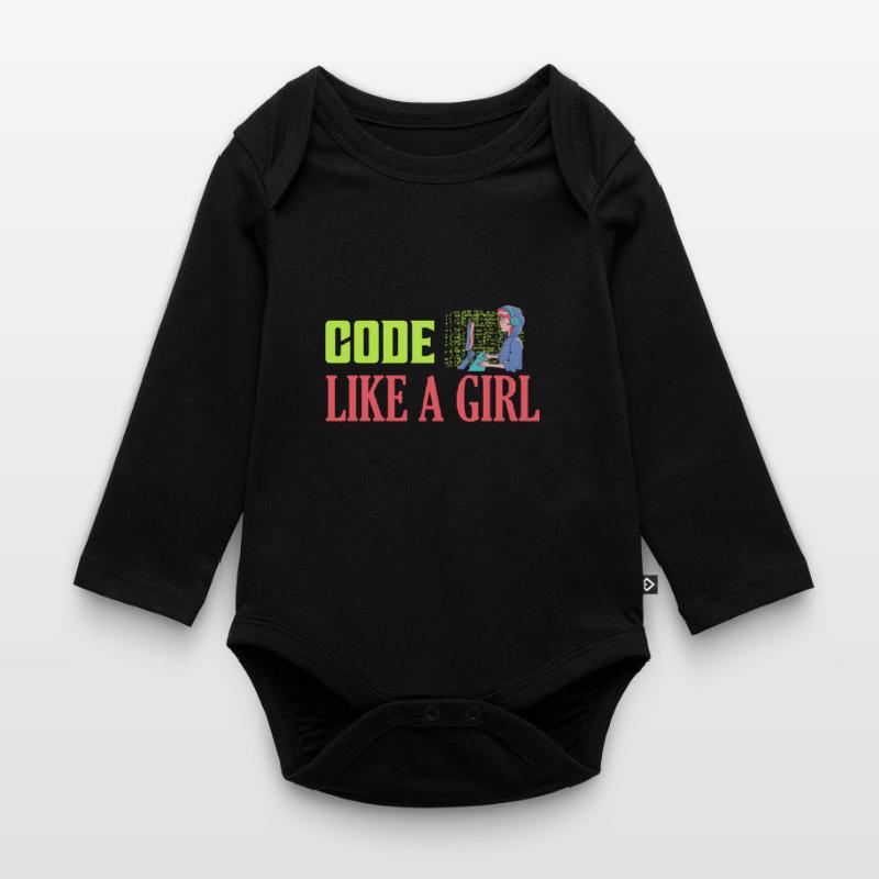 Coder comme une fille Programmeur Codage Body Bébé bio manches longues