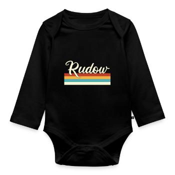 Rudow - Neukölln - Berlin - Retro - Vintage - Baby Bio-Langarm-Body - Schwarz - Vorne