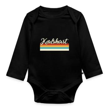 Karlshorst - Lichtenberg - Berlin - Retro Vintage - Baby Bio-Langarm-Body - Schwarz - Vorne