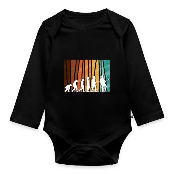 Human Evolution Guitar Band Retro Vintage - Body Bébé bio manches longues - noir - Devant