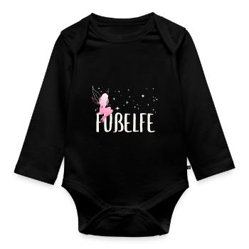 Podologie Pediküre Fußpfleger | Fußelfe - Baby Bio-Langarm-Body - Schwarz - Vorne
