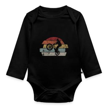 BMX Bike Bike Retro Gift Bicycle Motocross - Organic Longsleeve Baby Bodysuit - black - Front