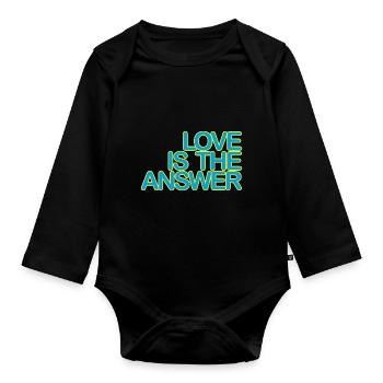 LOVE is the ANSWER 03light blueYellow - Organic Longsleeve Baby Bodysuit - black - Front