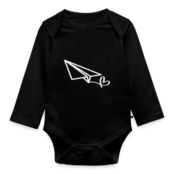Des avions en papier en AMOUR - Body Bébé bio manches longues - noir - Devant