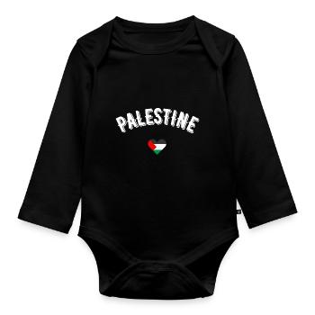 Palestine - Organic Longsleeve Baby Bodysuit - black - Front