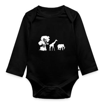 Safari Zoo Animal Safari Zoo - Organic Longsleeve Baby Bodysuit - black - Front
