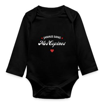 Jamais sans mes copines - Body Bébé bio manches longues - noir - Devant